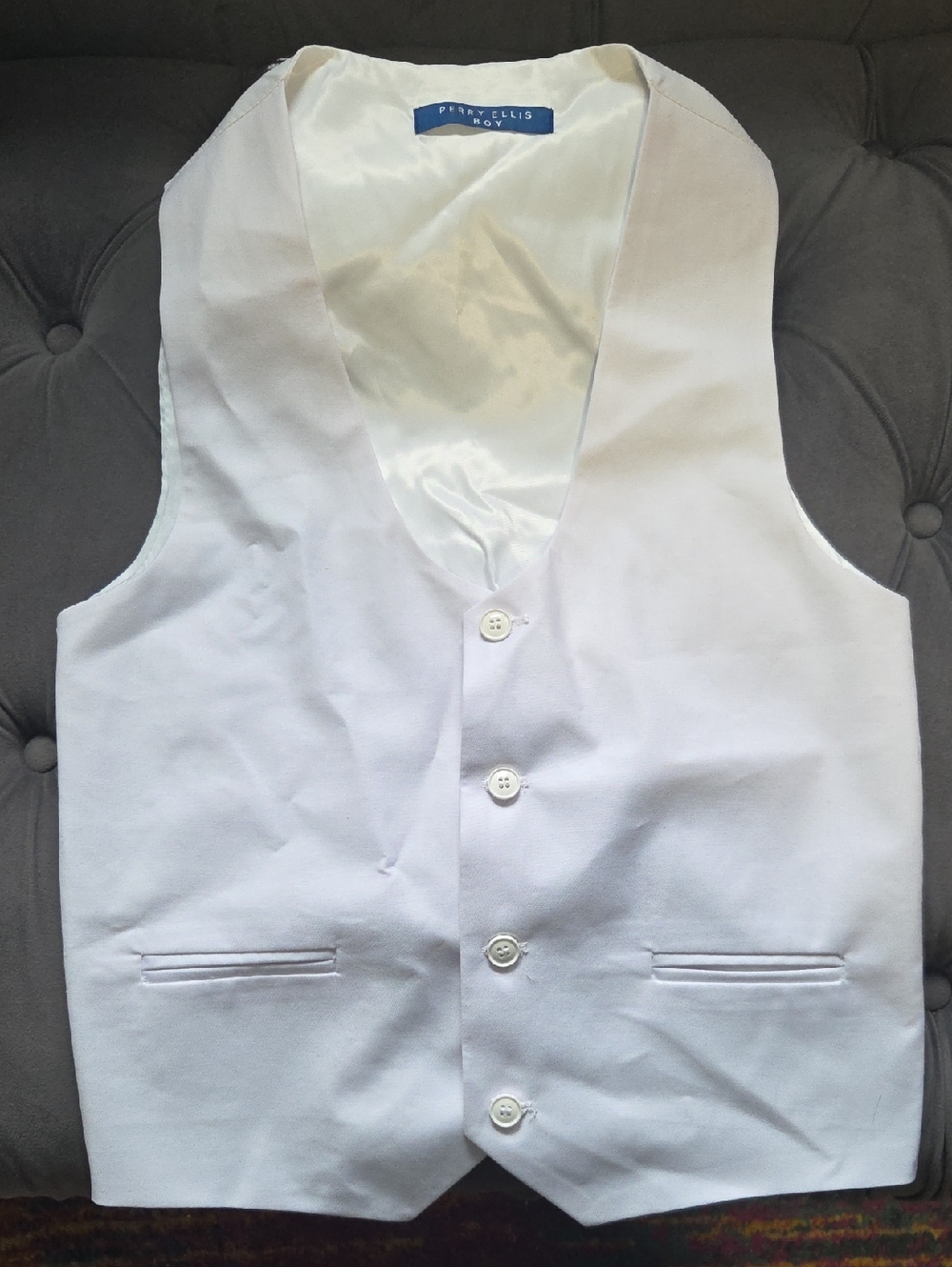 Perry Ellis Men's White Dress Vest